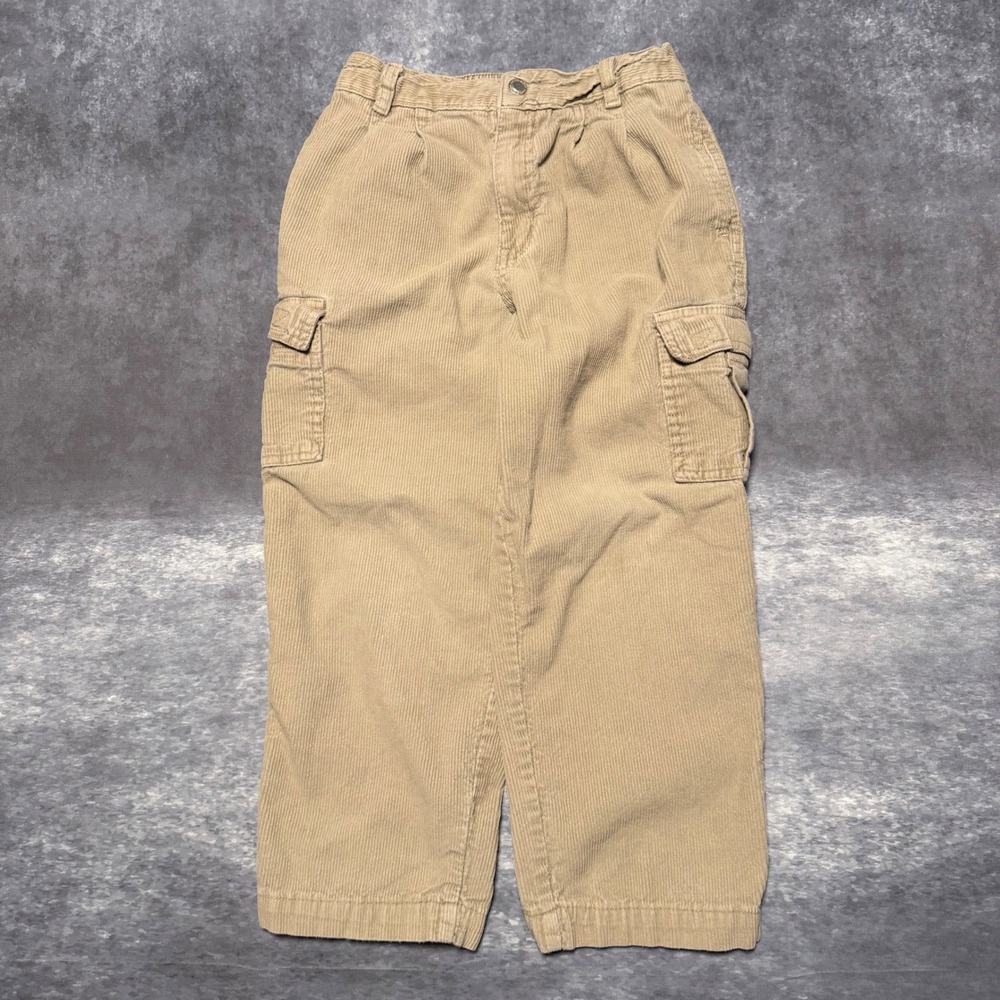 Vintage Kids Faded Glory Boys Size 7 Khaki Tan Baggy Corduroy Cargo Pants